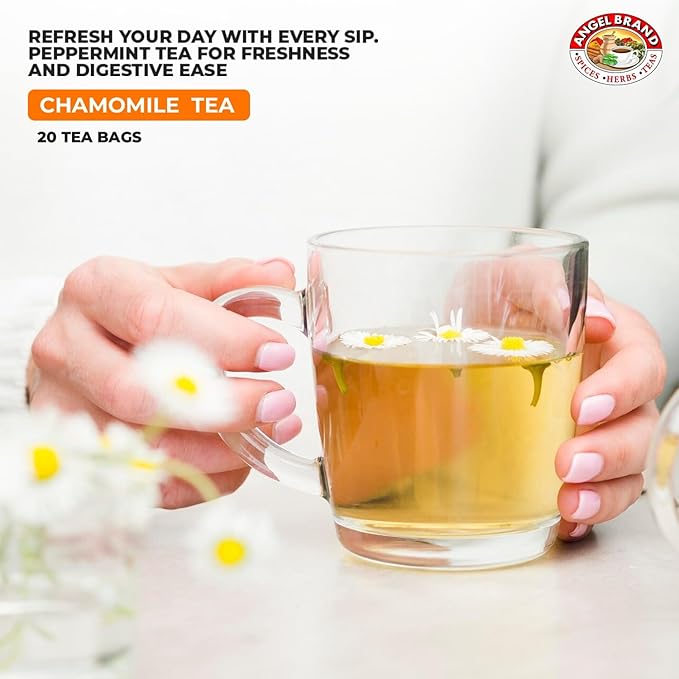 Angel Brand Chamomile Tea Bags 20 – Pack of 3 – Chamomile Flower Tea for Relaxation &amp