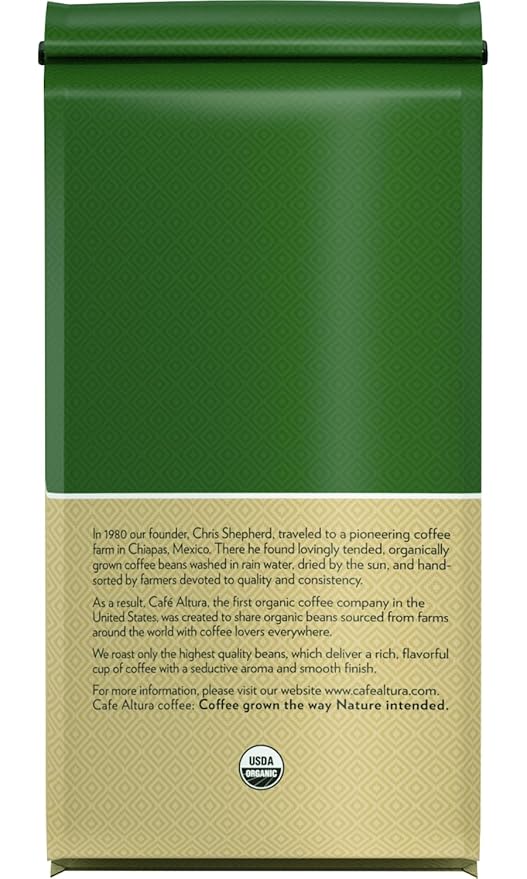 Cafe Altura Whole Bean Organic Coffee Peruvian Dark Roast 2 lb Bag