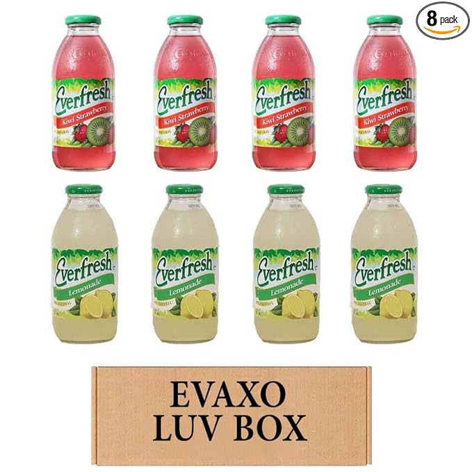 LUV BOX- variety Everfresh Juice 16 oz. pack of 8 Everfresh Kiwi Strawberry Everfresh Lemonade. by evaxo
