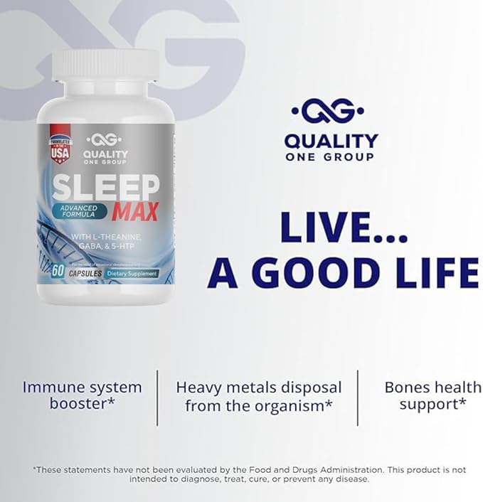 Sleep Support Supplement with Magnesium Oxide Magnesium Citrate Melatonin GABA Mucuna pruriens Seed L-Theanine and 5-HTP Non-Habit Forming Sleep Supplement 60 Capsules Made in USA.