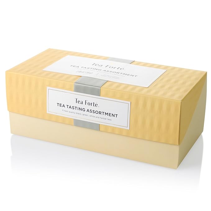 Tea Forte Premium Presentation Box Gift Set Sampler 20 Count Assorted Blends Individually Wrapped Handcrafted Pyramid Infuser Bags Assorted Classic Tea