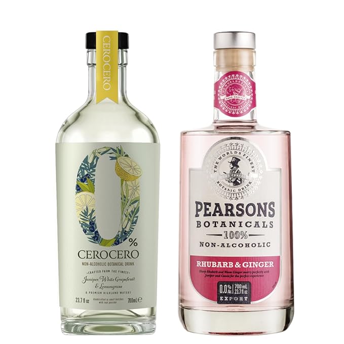 Gin Alternative Bundle | CeroCero White Grapefruit &amp Lemongrass | Pearsons Botanicals Rhubarb &amp Ginger | Non Alcoholic Spirits | Premium Non Alcoholic Gin by Spirits of Virtue 700ml