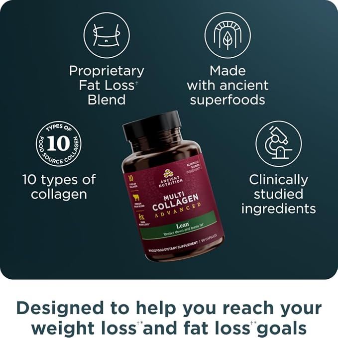 Ancient Nutrition Multi Collagen Advanced Lean Powder 25 Servings + Multi Collagen Advanced Lean Capsules 90 Count