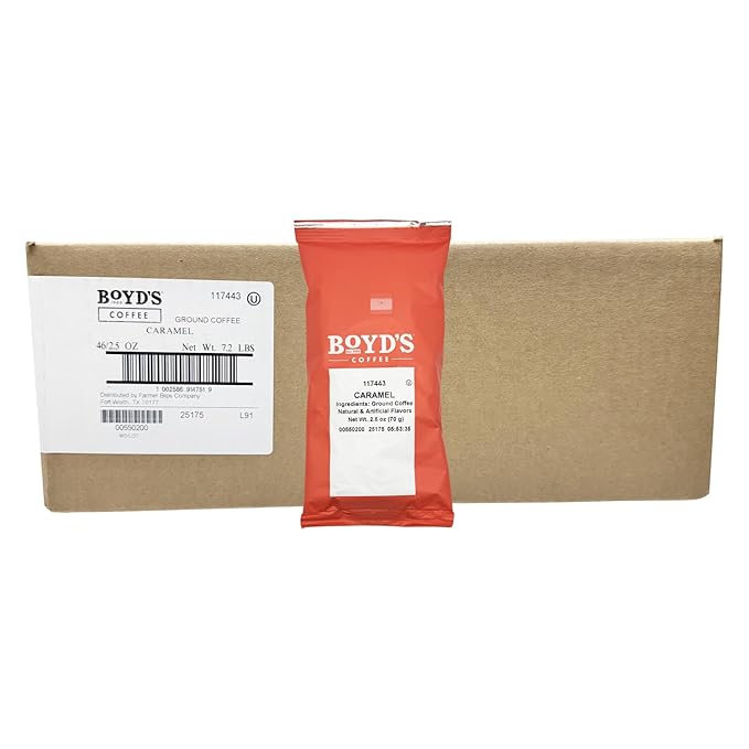 Boyd's Caramel Flavored Ground Coffee 46/2.5oz Pre-Portioned Packets