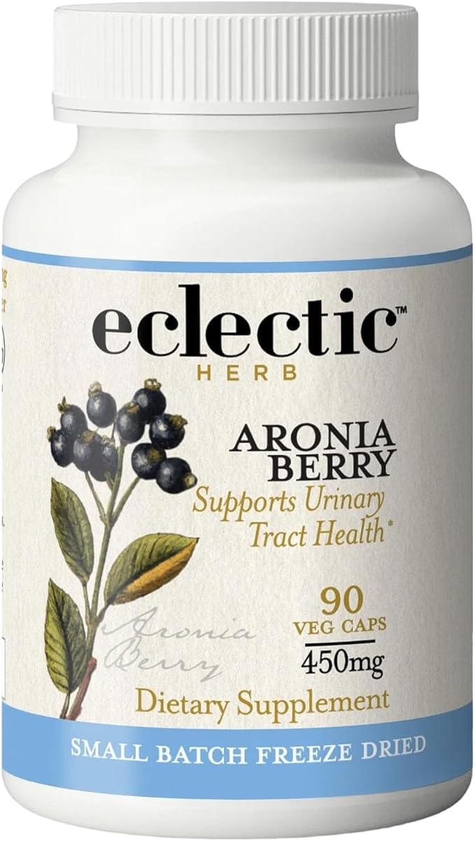Eclectic Institute Raw Freeze-Dried Organic Aronia Berry Capsules | Supports Heart Immune System Digestive and Urinary Tract Health | 90 CT (450 mg)