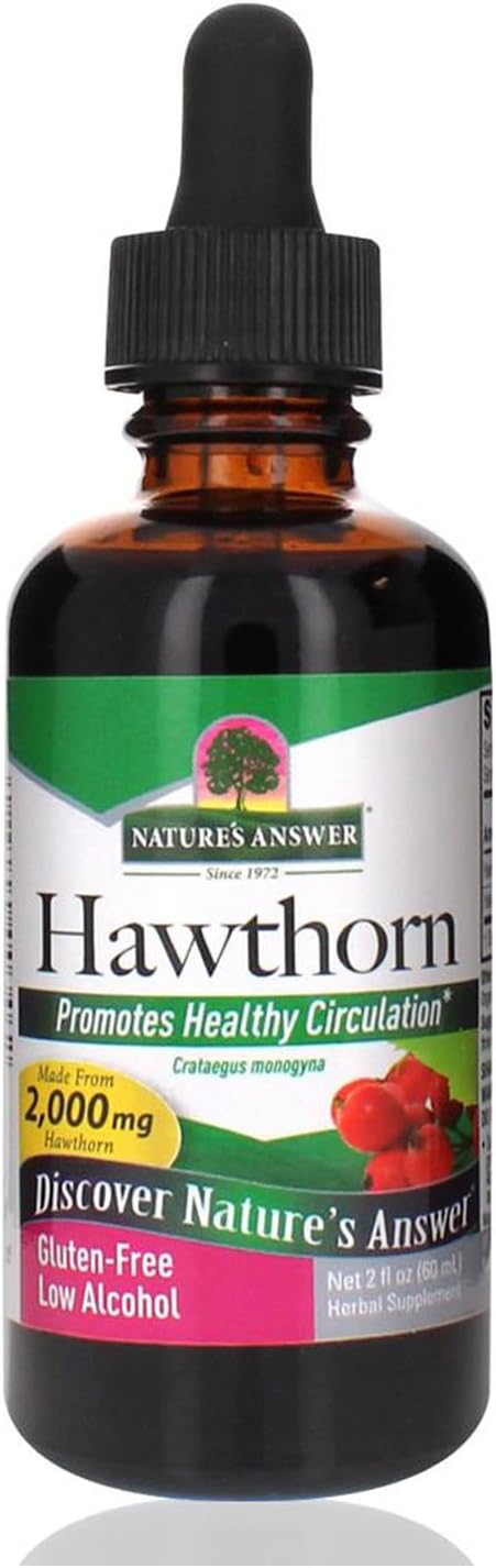Nature's Answer Organic Hawthorn Extract 2 Oz - Low Alcohol Gluten Free &amp Kosher - Heart Support - Ideal for Hawthorn Berry Tea