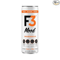 F3 Mood - Functional Sparkling Juice Drink with Powerful Nootropics to Reduce Stress BCAAs for Muscle Recovery and Chamomile &amp Valerian Root for Sleep - Caffeine Free (Orangesicle 12 Pack)