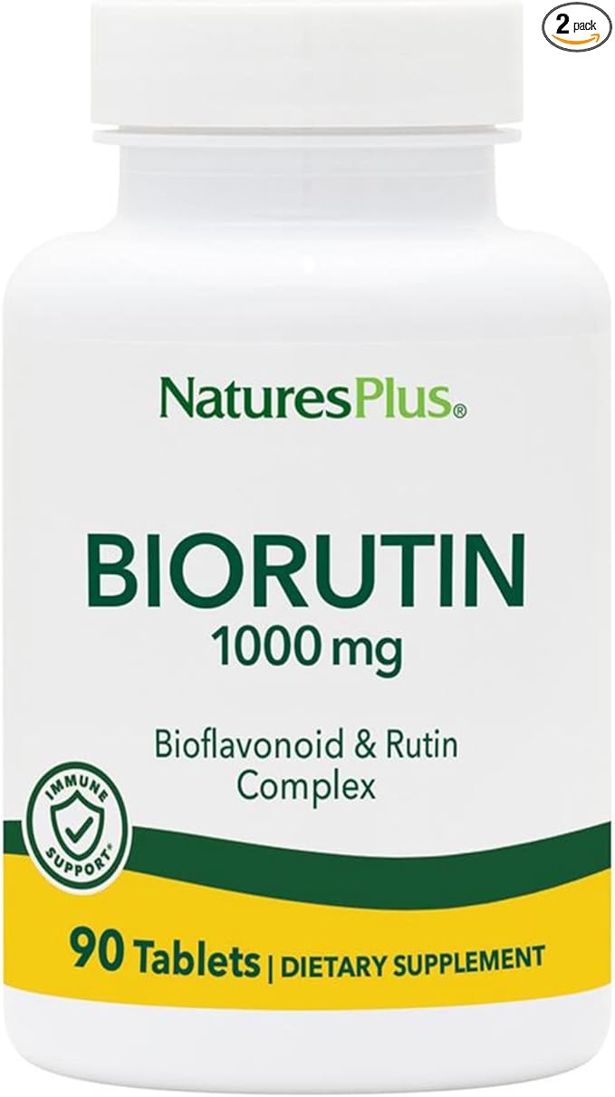 NaturesPlus Biorutin 1000 mg - 90 Tablets Pack of 2 - Bioflavonoid &amp Rutin Complex - Supports Vascular Function &amp Circulation - Vegetarian Gluten Free - 180 Total Servings