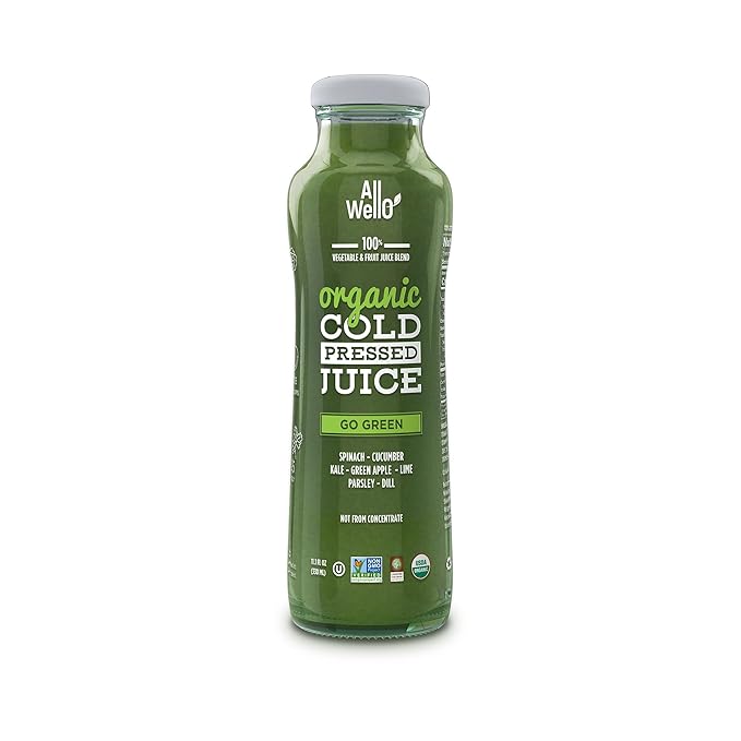 AllWellO Organic Cold Pressed Juice Drinks with Real Fruits and Vegetables Gluten Free Non-GMO Healthy Juices No Preservatives No Sugar Added (Variety Pack 12 Pack)