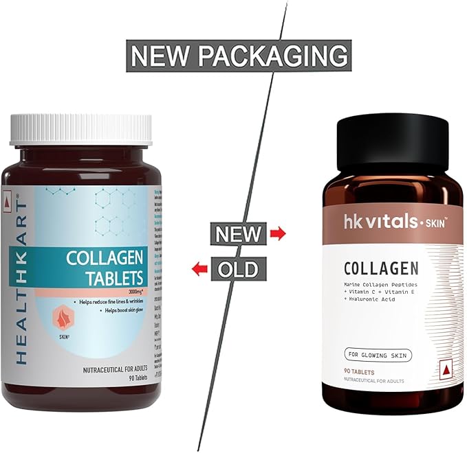 Vitals Collagen Tablets (90 Tablets) | 3000mg | Marine Collagen Peptides | Vitamin C E Biotin with Hydrolyzed Peptides