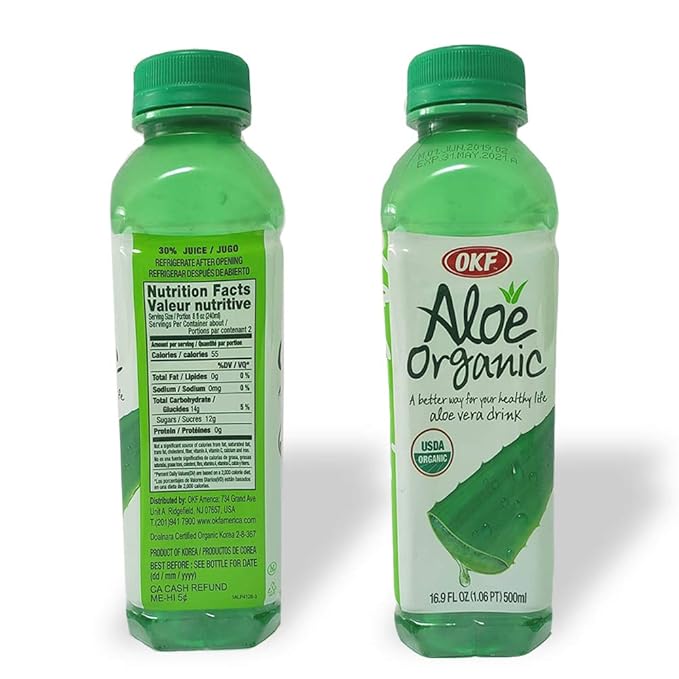 OKF Aloe Vera King Drink – Flavor includes Coco Original Grape Mango Pineapple Watermelon Pomegranate Gold Kiwi Peach Strawberry and Sugar Free Aloe Vera Juice (12 Flavors) (Pack of 12)