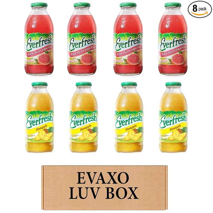 LUV BOX- variety Everfresh Juice 16 oz. pack of 8 Everfresh Ruby Red Grapefruit Everfresh Pineapple Juice. by evaxo