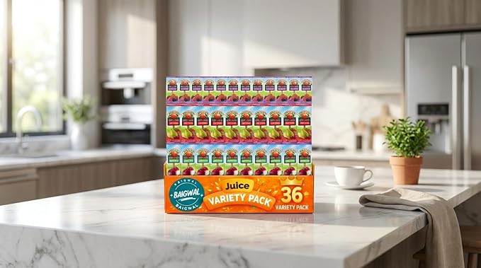 Kids Juice Box Variety Pack 100% Juice Apple Berry Fruit Punch No Sugar Added 6.75 fl oz 35 Pack by baigwal