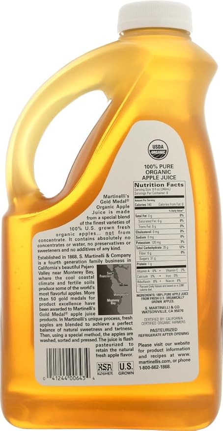 Martinelli's Apple Juice Organic 64-Ounce (Pack of 6)