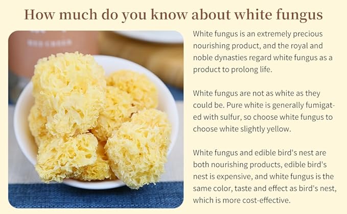 White Snow Fungus Mushroom Rootless Dried Snow Fungus Tremella Fuciformis Mushroom Unbleached No Additives Sulfur Free 银耳 去根白银耳 特级雪银耳 4.23oz / 120g