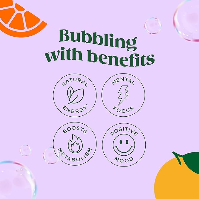 Bloom Nutrition Sparkling Energy Drink - Natural Caffeine Zero Sugar 180mg Caffeine - Antioxidant-Rich with Green Coffee Bean Green Tea Extract Prebiotics - Orange - 12oz 12 Pack