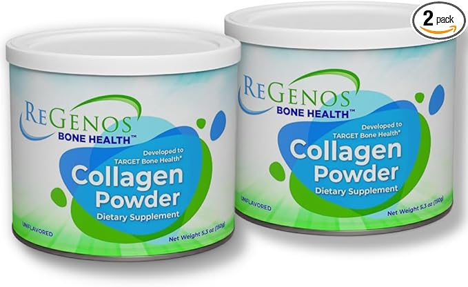 Collagen Bioactive Hydrolyzed Collagen Peptides Powder Supplement FORTIBONE® Unflavored Type I and III Gluten Free Kosher 60 Day Supply (2 Pack)