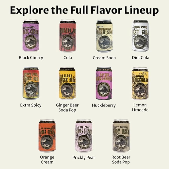 Rocky Mountain Soda 24‑Pack 12 Fl Oz Cans Small‑Batch Craft Soda Pop Gluten‑Free Vegan Organic Cane Sugar No Preservatives No Added Sodium Lemon-Limeade Soda Pop