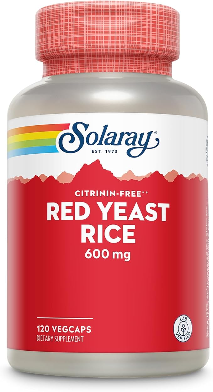 SOLARAY Red Yeast Rice 600mg System Support Non-Irradiated &amp No Citrinin Lab Verified 120 VegCaps