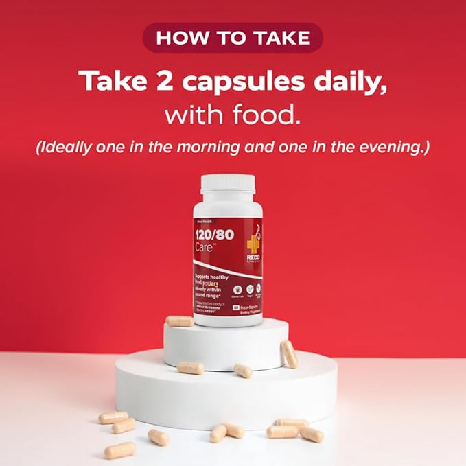 Redd Remedies 120/80 Care Heart Health and Natural Blood Pressure Support 60 Vegan Capsules