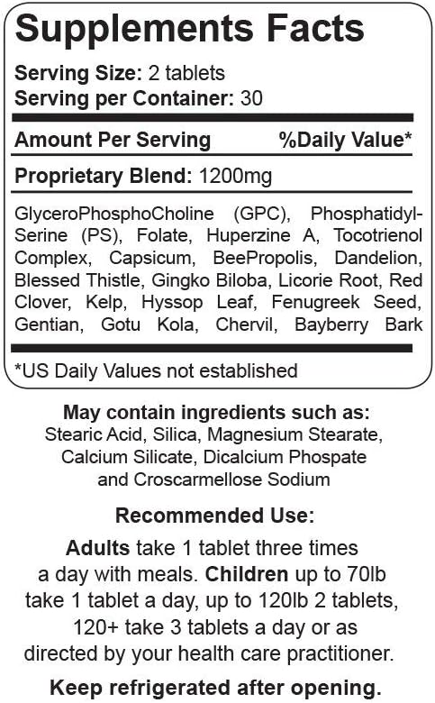 Neuro Care Nootropic Brain Health Supplement Highly Concentrated Memory Booster Enhanced Mental Focus Cognition Memory Concentration and Clarity 100% Natural Dietary Supplement - 60 Tablets
