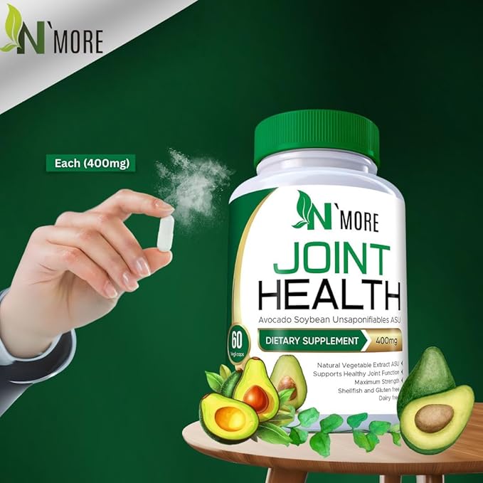 N'More Avocado Soybean Unsaponifiables Joint Health Supplement 400 mg Non-GMO Dairy Gluten &amp Shellfish Free 60 Day Supply One Capsule Per Day