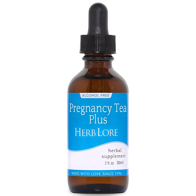 Herb Lore Pregnancy Tea Plus Tincture - Third Trimester Labor Prep Tea for Last 6 Weeks of Pregnancy with Red Raspberry Leaf &amp Partridge Berry (2 fl oz)
