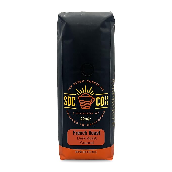 San Diego Coffee French Roast Dark Roast Ground Coffee 16-Ounce Bag Café molido tostado