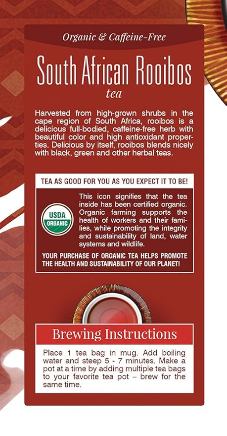 Davidson's Organics South African Rooibos 25-count Tea Bags Pack of 6