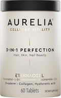 AURELIA 3-in-1 Perfection | Advanced Cellular Anti-Aging Supplement | Boost Collagen Production &amp Strengthen Hair Skin Nails | with Zinc Resveratrol Niacinamide &amp Ergothioneine
