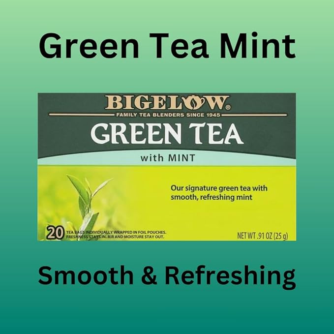 GoHealthful Medicine Ball Cold Buster Tea Bundle 20 Sachets Each (40 Total) of Green Tea Mint and Peach Bundle with 20 GoHealthful Pure Raw Clover Honey Sticks