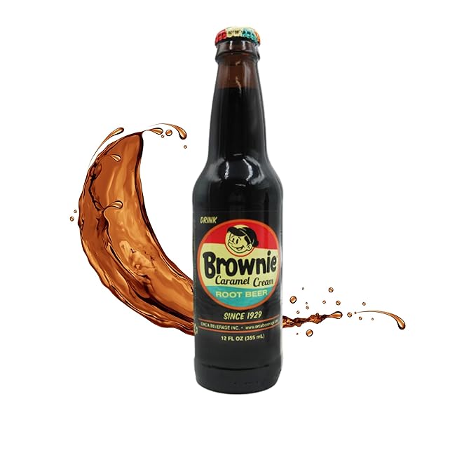 Brownie Caramel Root Beer | Delicious Root Beer with Real Cane Sugar | 12 oz Glass Bottles with Crazy Soda Pop Bottle Opener (6 Pack)
