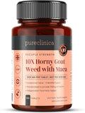 pureclinica 10X Horny Goat Weed &amp Maca Extract 6250mg x 180 Tablets (6 Months Supply) -10 X More Icariins - w/5mg Black Pepper Extract for 300% Increased Absorption