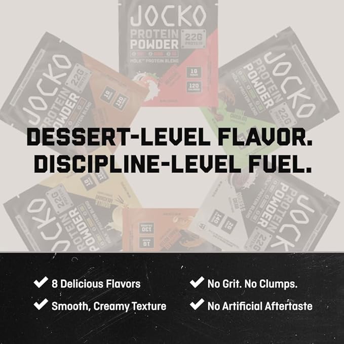 Jocko Fuel Whey Protein Powder Strawberry Milkshake 22g Protein Digestive Enzymes + Probiotic Blend No Sugar Added with Essential Amino Acids + Electrolyte Minerals 27 Servings