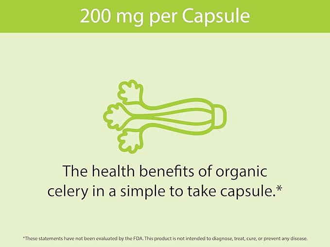 KOYAH - Organic Celery Capsules – 200 mg Freeze-Dried Whole-Stalk Powder (Equals 4200 mg Fresh) – 150 Vegan Capsules – No Binders or Fillers – USDA Organic Non-GMO Gluten-Free