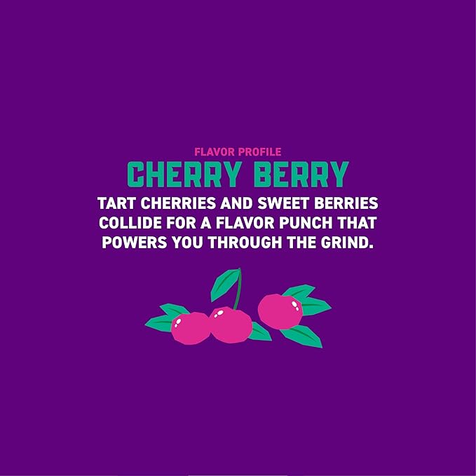 Gorilla Energy Drink Cherry Berry 200mg Natural Caffeine Real Fruit Juice Squeezed &amp Concentrated L-Theanine Taurine Ginseng Acetyl L-Carnitine No Added Sugar and No Artificial Colors 12