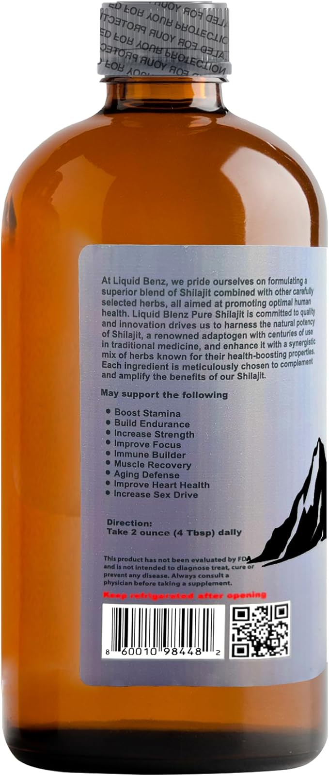 Pure Shilajit Tonic | Natural Energy &amp Vitality Support | Herbal Supplement for Strength &amp Wellness | 16 fl oz