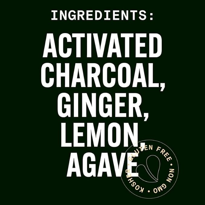 Pure Green Cold Pressed Juice - Active Charcoal - Fresh Functional Blend with Charcoal Ginger Lemon Agave - Natural Gluten Free Non-GMO No Artificial Colors or Flavors - Made from Real Fruits &a