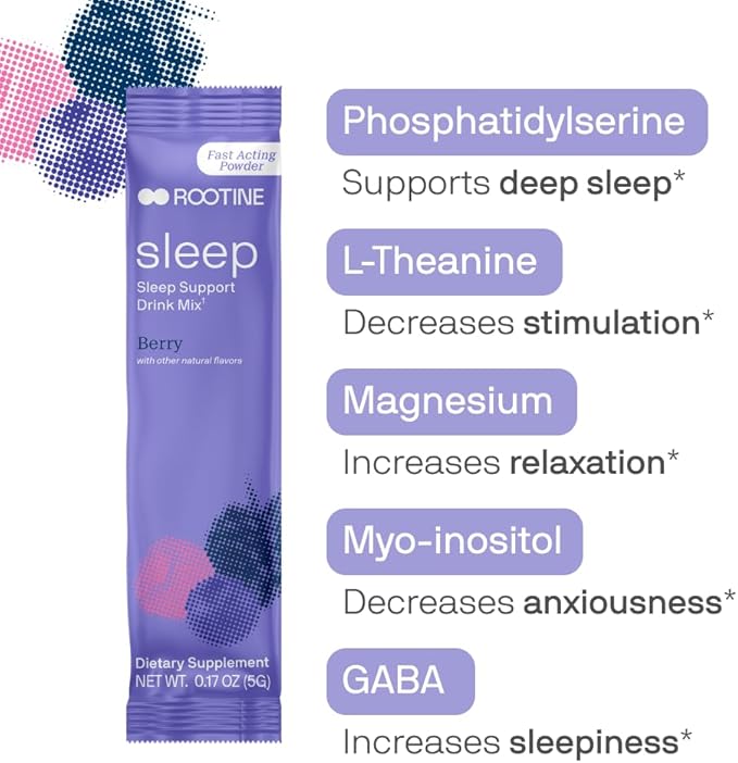 Sleep Supplement Melatonin-Free Magnesium Calm Powder GABA L-Theanine Myo-inositol Calm Sleep Drink Mix to Help Relax Sleep Powder Magnesium Powder for Sleep Super Calm Drink Mix 24pk