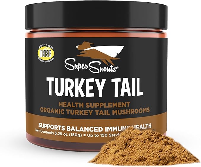 Super Snouts Turkey Tail Mushroom Supplement Powder for Dogs &amp Cats (5.29 oz) - Organic Made in USA Antioxidant &amp Inflammation Support Immune Support
