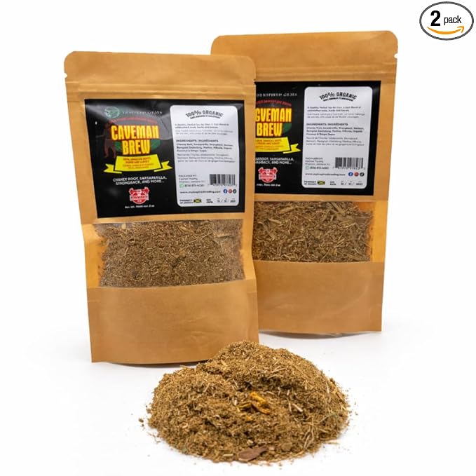 Caveman Brew Jamaican Roots Herbal Tea 2-Pack – Sarsaparilla Chaney Root Medina Ra-Moon and Other Traditional Jamaican Roots Tonic/Tea