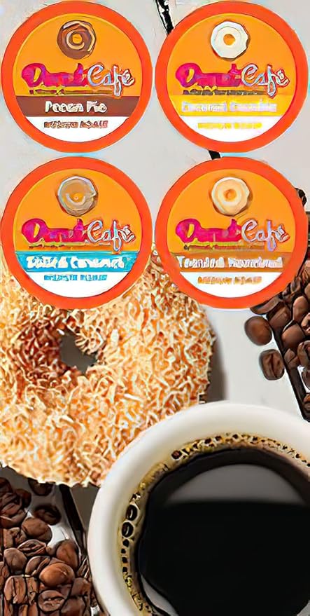 Donut Café - Gourmet Coffee Medium Roast Flavored Variety Pack – Pecan Pie Coconut Crumble Salted Caramel Toasted Hazelnut – Single Serve Coffee Pods for Keurig K Cup Brewers – 80 Count (Pack of 3)