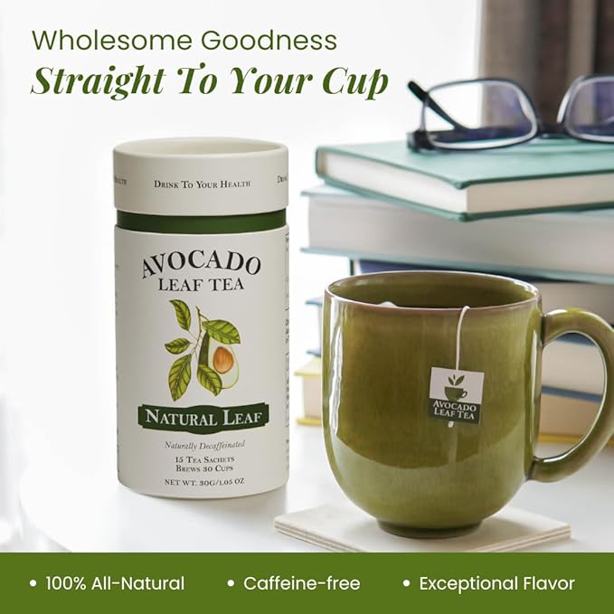 Avocado Leaf Tea Natural Leaf - 2 Pack - Caffeine-free Healthy Herbal Tea | Immune Support | Cold Brew or Hot Tea-30 Tea Bags | 60 Servings (Gluten Free &amp Non-GMO)