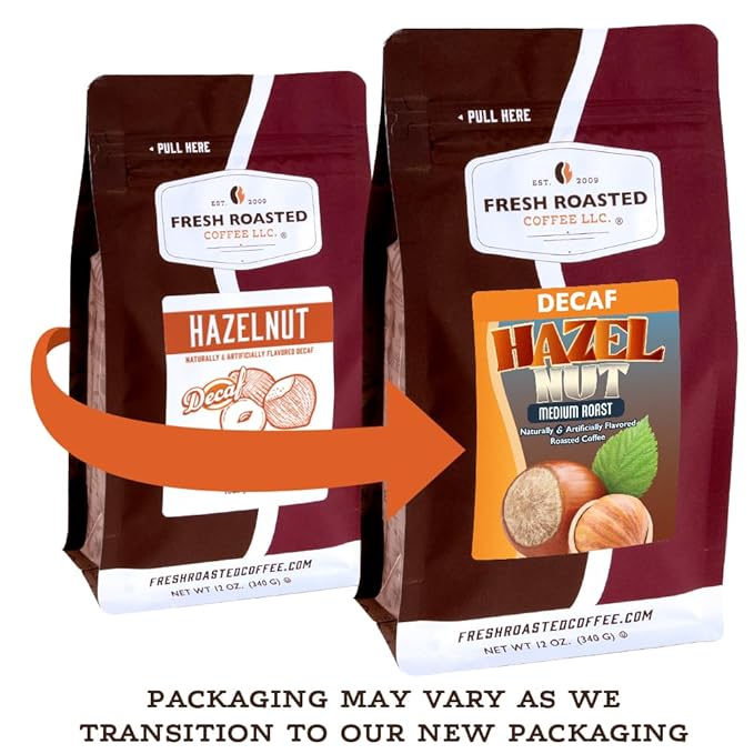 Fresh Roasted Coffee Decaf Hazelnut Flavored Coffee 5 lb (80 oz) Medium Roast Kosher Ground