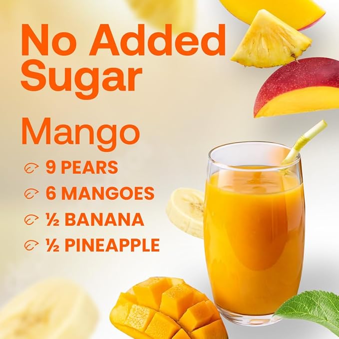 Dr. Smoothie 100% Crushed Mango – No Added Sugar Made with Real Fruits/Fruit Juice – Vegan No Artificial Colors or Flavors – Sweet Mango with a Hint of Pineapple &amp Banana – Six 46 oz Bottles