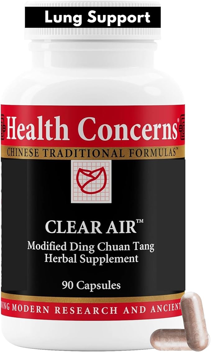 Health Concerns Clear Air - Cough &amp Phlegm Support Supplement - Marshmallow Apricot Bitter Orange Garlic Skullcap &amp More - Increases Oxygen Capacity &amp Reduces Mucus - 90 Capsules
