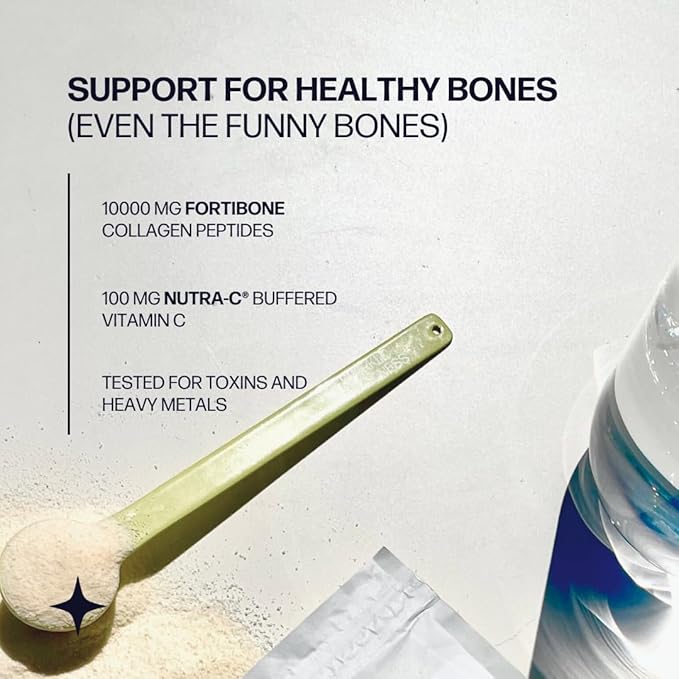 Sparkle Wellness FORTIBONE Bioactive Collagen Peptides | Collagen Powder Supplement with Nutra C Buffered Vitamin C for Bone Health | Bone Mineral Boost (Acai Lemonade) [30 Serves]