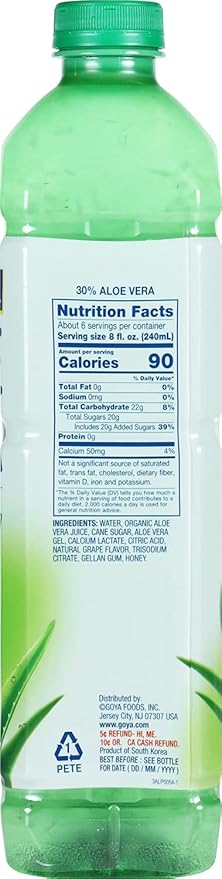 Goya Aloe Vera Drink Original Flavor 50.8 Fl Oz (Pack of 12)
