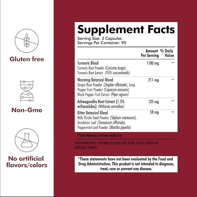 Santo Remedio Turmeric Supports Joint Health and Healthy Inflammatory Response to Exercise Gluten Free Vegetarian Lactose Free No Artificial Flavors 270 Capsules 90 Servings