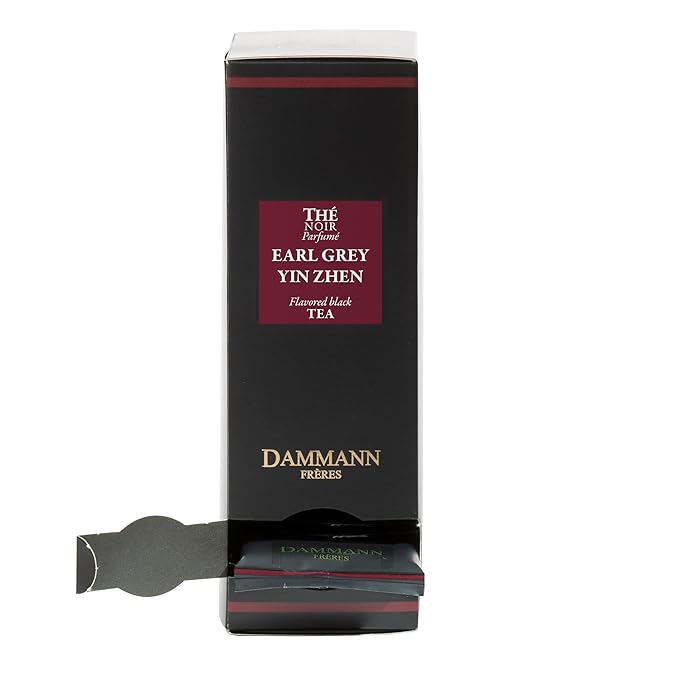Dammann Freres Sachets Earl Grey Yin Zhen Tea Bags Premium Gourmet French Black Tea Blend Bergamot Individually Wrapped 24 Count (Single Pack)